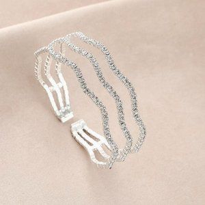 Zigzag Rhinestone Ladies Stretch Wide Bracelet